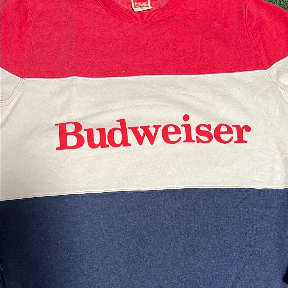 Budweiser Colorblock Crewneck Sweatshirt - Red, white & Navy - Picture 2 of 3